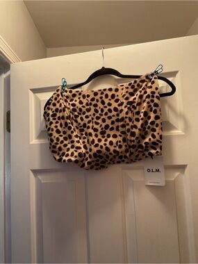 OLM Leopard Print Crop Top in Beige and Black